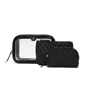 🖤Victoria’s Secret Black Quilt 3-piece Makeup Bag Set🖤